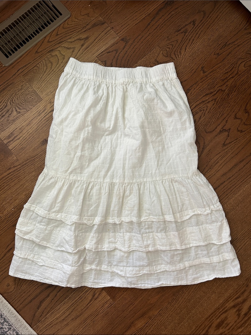 Madewell White Tiered Cotton midi Skirt - Women